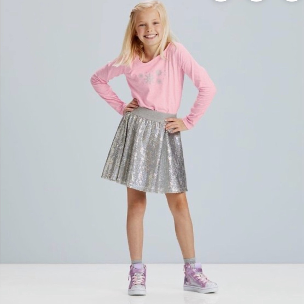 NWT American Girl sparkly silver skirt and pink snowflake tshirt—it’s a set!